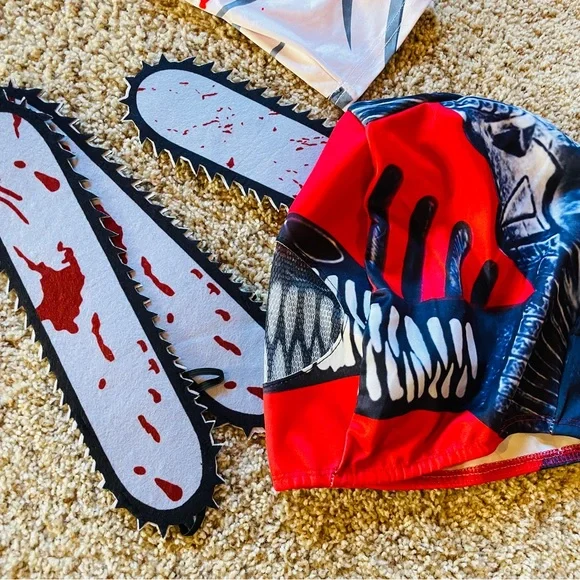 Kids Zombie Chainsaw Outfit with Red and Black Design - Picture 4 of 8